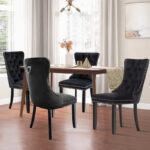 Dining Chairs Set of 6, Luxury Upholstered Velvet Kitchen Chairs Side Chair with Padded Seat Back and Solid Wood Legs - N/A - Image 12