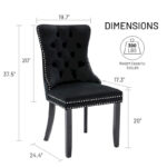 Dining Chairs Set of 6, Luxury Upholstered Velvet Kitchen Chairs Side Chair with Padded Seat Back and Solid Wood Legs - N/A - Image 14