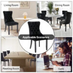 Dining Chairs Set of 6, Luxury Upholstered Velvet Kitchen Chairs Side Chair with Padded Seat Back and Solid Wood Legs - N/A - Image 16