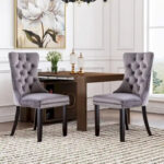 Dining Chairs Set of 6, Luxury Upholstered Velvet Kitchen Chairs Side Chair with Padded Seat Back and Solid Wood Legs - N/A - Image 17
