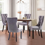 Dining Chairs Set of 6, Luxury Upholstered Velvet Kitchen Chairs Side Chair with Padded Seat Back and Solid Wood Legs - N/A - Image 18