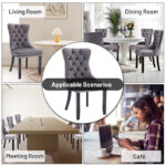 Dining Chairs Set of 6, Luxury Upholstered Velvet Kitchen Chairs Side Chair with Padded Seat Back and Solid Wood Legs - N/A - Image 22