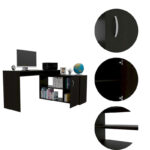 Dallas L-Shaped Home Office Desk, Two Shelves, Single Door Cabinet - Image 15