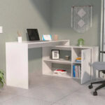 Dallas L-Shaped Home Office Desk, Two Shelves, Single Door Cabinet - Image 18