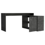 Dallas L-Shaped Home Office Desk, Two Shelves, Single Door Cabinet - Image 24