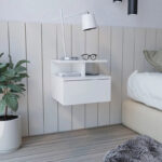 Adele Floating Nightstand with Open Shelf, Drawer, White - Image 9