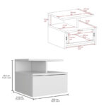 Adele Floating Nightstand with Open Shelf, Drawer, White - Image 3