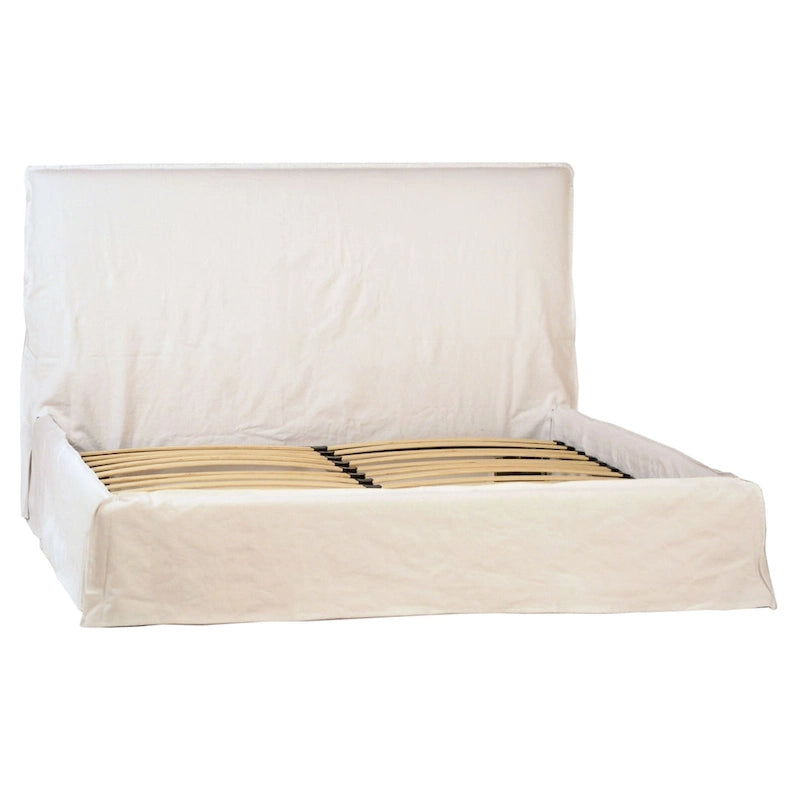 9284907106463_555571 Stetson Ivory Linen Upholstered Slipcover Style Platform Panel Bed, Eastern King - Image 1