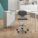 PU Leather Office Chair Swivel Adjustable Rolling Stool with Wheels - Image 3