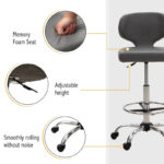 PU Leather Office Chair Swivel Adjustable Rolling Stool with Wheels - Image 6