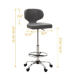 PU Leather Office Chair Swivel Adjustable Rolling Stool with Wheels - Image 8