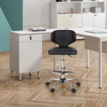 PU Leather Office Chair Swivel Adjustable Rolling Stool with Wheels - Image 9