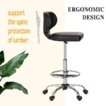 PU Leather Office Chair Swivel Adjustable Rolling Stool with Wheels - Image 10