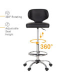 PU Leather Office Chair Swivel Adjustable Rolling Stool with Wheels - Image 11