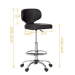 PU Leather Office Chair Swivel Adjustable Rolling Stool with Wheels - Image 14