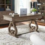 Simply Elegant White, Brown, & Heathered Taupe Writing Desk - Image 13