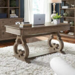 Simply Elegant White, Brown, & Heathered Taupe Writing Desk