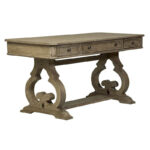 Simply Elegant White, Brown, & Heathered Taupe Writing Desk - Image 2