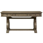 Simply Elegant White, Brown, & Heathered Taupe Writing Desk - Image 3