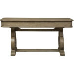 Simply Elegant White, Brown, & Heathered Taupe Writing Desk - Image 5