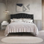 Classic Linen Button Tufted Upholstered Platform Bed
