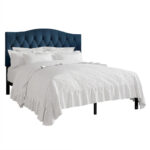 Classic Linen Button Tufted Upholstered Platform Bed - Image 8