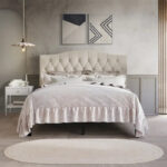 Classic Linen Button Tufted Upholstered Platform Bed - Image 11