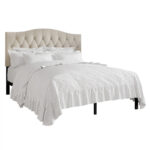 Classic Linen Button Tufted Upholstered Platform Bed - Image 12