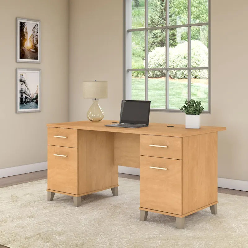 9285298061471_556979 Somerset 60W Office Computer Desk with Drawers - Image 1