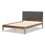Mid-Century Fabric and Wood Platform Bed by - Image 3