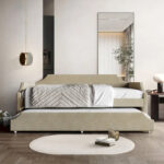 Elegance Linen Upholstered Twin Size Daybed with Trundle