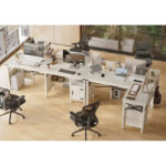 Farmhouse L Shaped Home Office Computer Desk with Storage Cabinet - Image 4