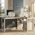 Farmhouse L Shaped Home Office Computer Desk with Storage Cabinet - Image 25