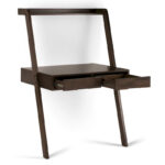 Solid Wood Contemporary 36 inch Wide Modern Leaning Desk in Warm Walnut Brown - Image 3