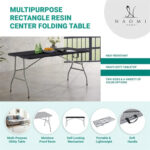Folding Table Foldable Table Portable Collapsible Table Multipurpose Rectangular Resin Fold Up Table for Outdoor Camping - Image 15