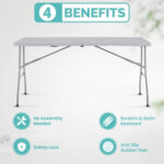 Folding Table Foldable Table Portable Collapsible Table Multipurpose Rectangular Resin Fold Up Table for Outdoor Camping - Image 25