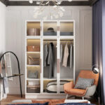 Glass Door Wardrobe Armoire Storage Closet with Light Display Cabinet - Image 36