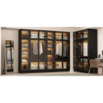 Glass Door Wardrobe Armoire Storage Closet with Light Display Cabinet - Image 8