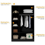Glass Door Wardrobe Armoire Storage Closet with Light Display Cabinet - Image 9