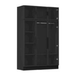 Glass Door Wardrobe Armoire Storage Closet with Light Display Cabinet - Image 10