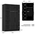 Glass Door Wardrobe Armoire Storage Closet with Light Display Cabinet - Image 12