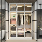 Glass Door Wardrobe Armoire Storage Closet with Light Display Cabinet - Image 26