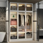 Glass Door Wardrobe Armoire Storage Closet with Light Display Cabinet - Image 27