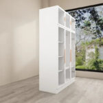 Glass Door Wardrobe Armoire Storage Closet with Light Display Cabinet - Image 33
