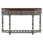 52 Modern and Contemporary Curved Console Table Sofa Table Entryway Table for Hallway Living Room with 4 Drawers and 1 Shelf - Image 22