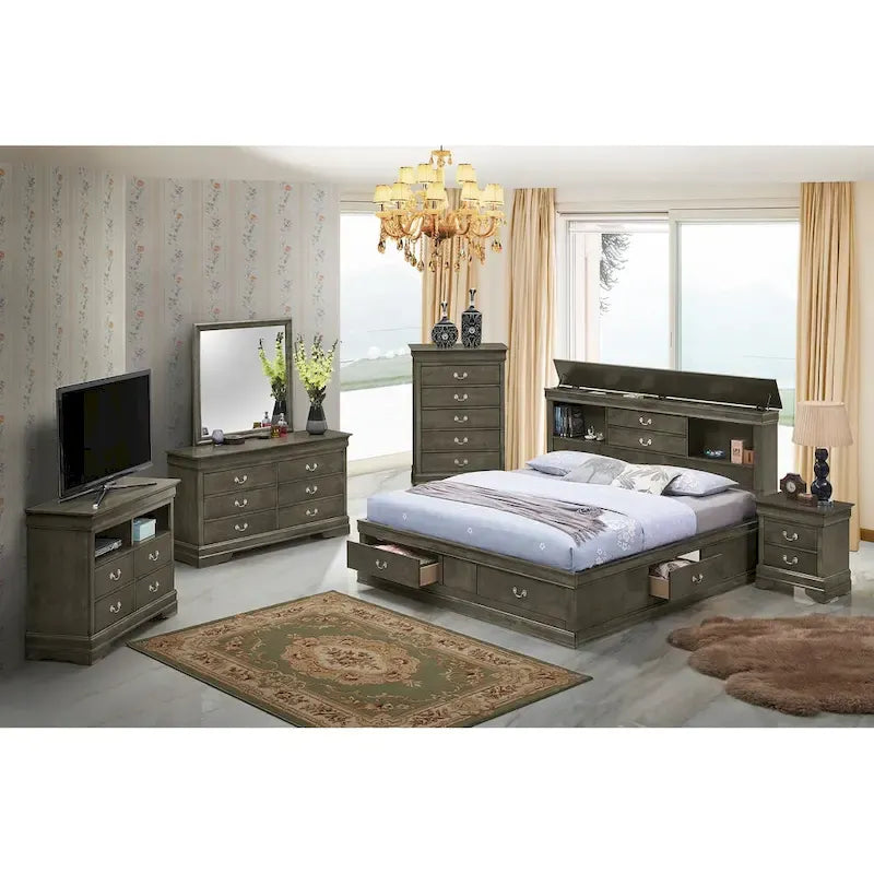 9316124033183_555476 Louis Philippe Full Storage Platform Bed with 6 Storage Drawers - Image 1