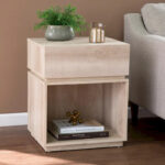 Madelia Transitional Whitewash Wood Side Table