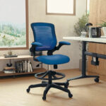 Mid-Back Mesh Ergonomic Drafting Chair with Foot Ring and Flip-Up Arms - Image 47