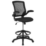 Mid-Back Mesh Ergonomic Drafting Chair with Foot Ring and Flip-Up Arms - Image 7