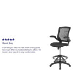 Mid-Back Mesh Ergonomic Drafting Chair with Foot Ring and Flip-Up Arms - Image 8